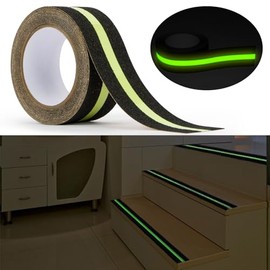 Cinta Antideslizante con Cinta de Agarre que Brilla en la Oscuridad - CARGEN Cinta Antideslizante para Escaleras de Uso Rudo 2 Pulgadas x 16.4 Pies, Cinta de Agarre Negra, Impermeable para Exteriores