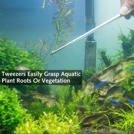 2 Pcs Reptile Feeding Tongs,Stainless Steel Feeding Tongs Long Tweezers Aquarium Tweezers Rubber Tipped Tweezers Straight and Curved Long Tweezers Terrarium Feeder Tool for Fish Tank Plant Aquascape