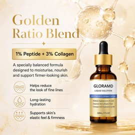 GLORAMD Face Lift Serum Anti-Ageing Face Serum With 3% Collagen & 1% Peptide - 2 X 30ml For Face Lifting & Firming - Deep Hydration Essence Oil For Fine Lines & Wrinkles - Suitable For All Skin Types