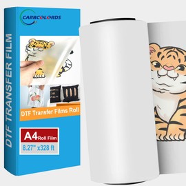Carbcolords Premium DTF Transfer Film Roll 8.27" x 328ft - Matte Clear PreTreat PET Heat Transfer Paper for A4 DTF Printers, Hot & Cold Peel, Direct to Film for T-Shirts Textile