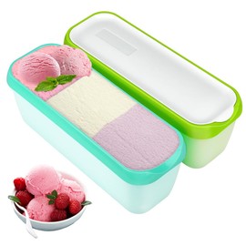 Ruioomeep Set of 2 Ice Cream Containers, 1.5 L, BPA-Free, Reusable, Stackable Freezer Storage Containers for Ice Cream, Yogurt, Dessert, Sorbet
