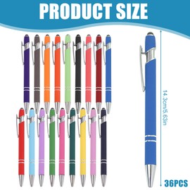 BAIFULAI Pack of 36 Ballpoint Pens with Touchpen, High Quality Retractable Ballpoint Pen, Metal Ballpoint Pen, Large Capacity Metal Ballpoint Pen Set for Office and Home