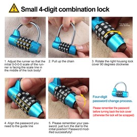4 Dial Digit Code Combination Padlock, Gym Locker, Security Password Lock for Gym, School, Employee Locker Travel Suitcase(Blue)