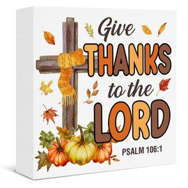 Autumn Fall Decor Thanksgiving Sign Give Thanks to the Lord Scripture Wooden Box Sign Christian Thanksgiving Home Kitchen Decor
