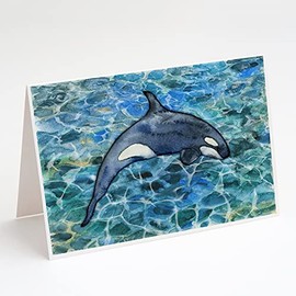 Caroline's Treasures BB5335GCA7P Killer Whale Orca #2 Greeting Cards and Envelopes Pack of 8 Blank Cards with Envelopes Whimsical A7 Size 5x7 Blank Note Cards