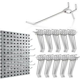 MAQIHAN 50Pcs Pegboard Hooks for 1/8'' Boards - Metal Peg Boards Hooks Heavy Duty Peg Board Display Slat Wall Panel Hooks Garage Organization Hanging Storage Suncast Shed Pegboard Organizer 4inch