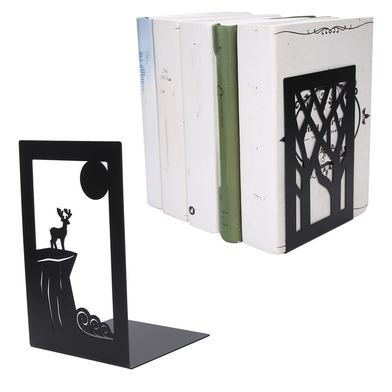 2pcs Metal Bookend Desktop Bookshelf Storage Book Documents Divider Craft