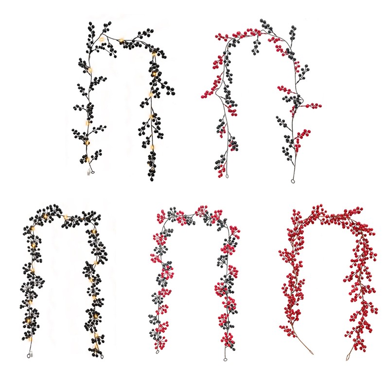 Artificial Berry Rattan with Black Berries Christmas Decoration Rattan for