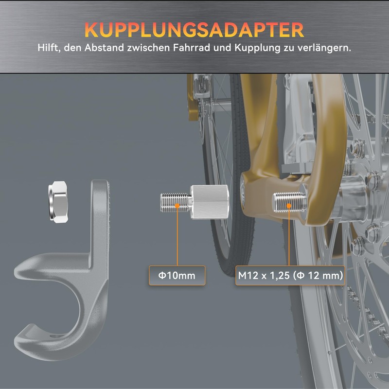 NICEDACK Bicycle Axle Adapter for M12 x 1.25 Full Axle,