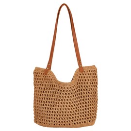 ORIGACH Crochet Beach Shoulder Bag for Women, Summer Handmade Tote Bag Boho Soft Woven Purses Bag for Vacation, Shopping, Dating