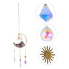 KONTONTY Crystal Rainbow Moon Shaped Stones Sun Catcher Wind Chime
