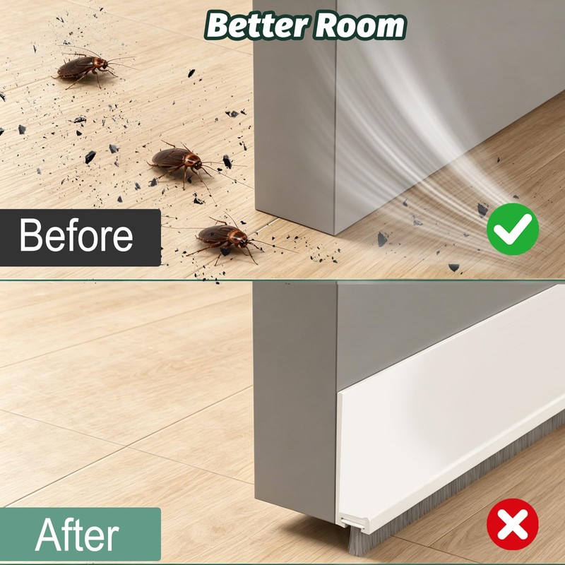 2 Pack Door Draft Stopper with Brush,2" W x 39"