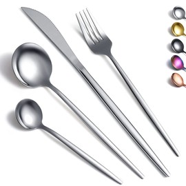 Kyraton Cutlery Set 16 Pieces, Stainless steel flatware set, silverware set strong anti rust, dishwasher safe, tableware set serving 4 people.