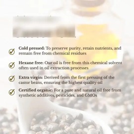 Aceite De Ricino Orgánico Certificado, 100 % Puro, Prensado