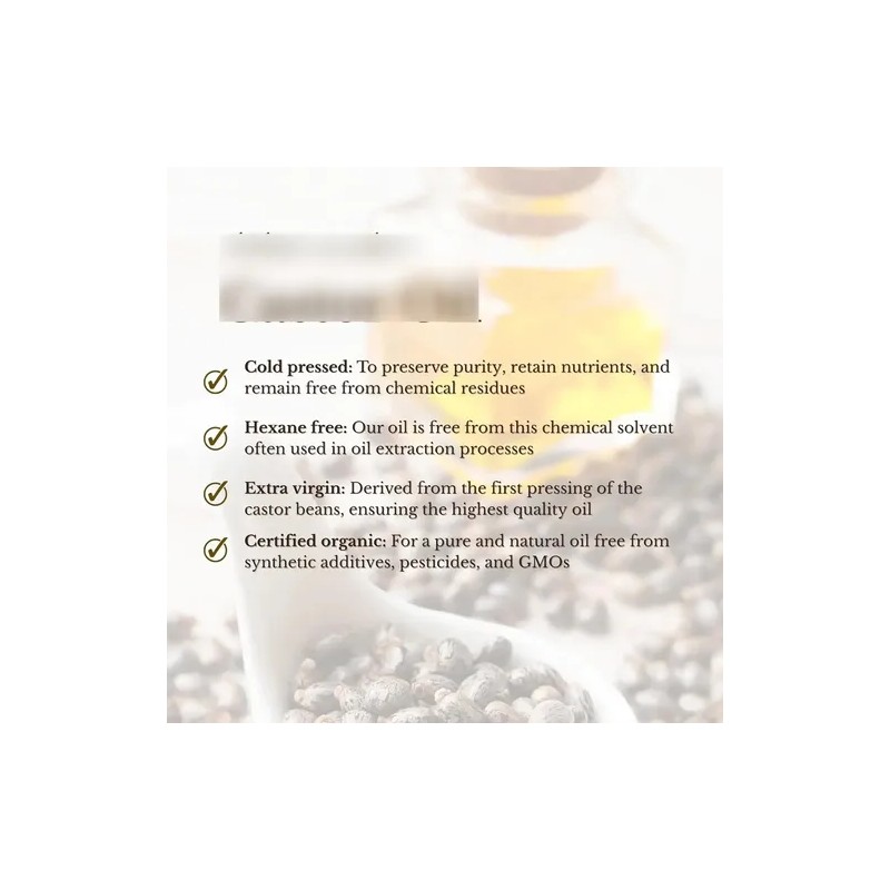 Aceite De Ricino Orgánico Certificado, 100 % Puro, Prensado