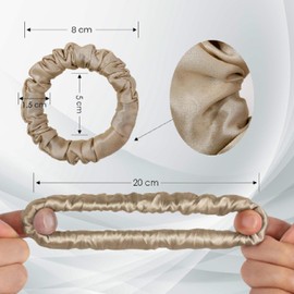 Michooyel Pack of 3 Women's Silk Hair Bobbles 100% Pure Mulberry Silk, 1.5 mm Mini 16 Momme Silk Hair Rings with Elastic Band, Hair Bobbles for Women Silk Scrunchies