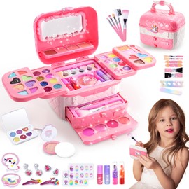 Hapikids Children's Make-Up Gifts Girls 3-10 Years, Make-Up Children Girls Toy from 3 - 8 Years Girls Children's Make-Up Set Girls Birthday Gift for Girls Vanity Case Girls Gifts