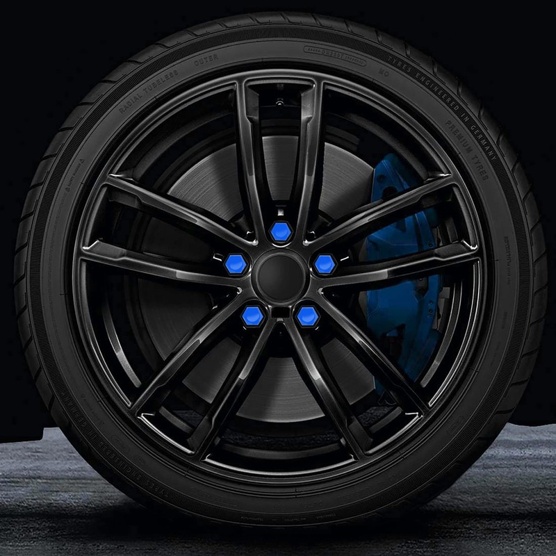 SkinoEu Wheel Nut Covers Locking Bolt Caps Universal Blue Gloss