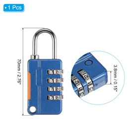 PATIKIL Security Steel Cable with 4 Digit Combination Lock, 1.6Ft Coated Safety Wire Rope Double Loop Padlock for Outdoor Travel Luggage, Blue