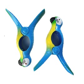 3 Set (6 Ct) Blue Parrot, Red Parrot, Toucan Beach Towel Clips Jumbo Size for Beach Chair, Cruise Beach Patio, Pool Accessories, Household Snacks Clip, Baby Stroller Clips by C&H Solutions