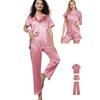WJing Yi Jia Womens Pajama Sets 3Pcs Silk Satin Pajamas
