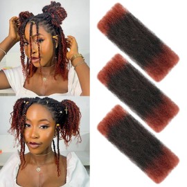 XIIMENALU Afro Kinky Curly Braiding Bulk Hair For Mini Twists Afro Kinkys Bulk Synthetic Cuban Twist Hair Soft Locs Micro Spring Twist For Dreadlocks Loc Repair (T350#, 14 Inch (Pack of 3))