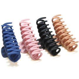 Auxision Hair Claw Clips French Design Jaw Clamp for Women,Strong Hold Hair Clips for Thick Hair, 4 Colors Available (4 Pack) - Matt