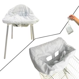 Shopping Cart Cover | High Chair and Grocery Cart Cover for Babies, Kids, Infants (Gray Chevron)