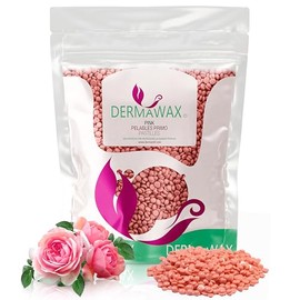 DERMAWAX Dermawax Pink Rose Titanium Wax Beads 1000g - Stripless Waxing for Full Body Hair Removal - Gentle Wax for Face, Eyebrows, Legs, Bikini, Brazilian & Sensitive Skin - Made in Italy (1 kg, Pink)