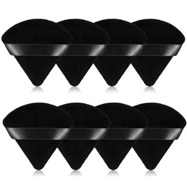 Powder Puff, Powder Puff Face Triangle, Velour Powder Puff, 8 Pieces Setting Powder Puff, Makeup Puff for Contouring Under Eyes and Corners (Black)