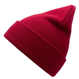SoCute Gorro unisex de punto suave y cálido unisex con puños de acrílico para hombres y mujeres, Vino, Talla única