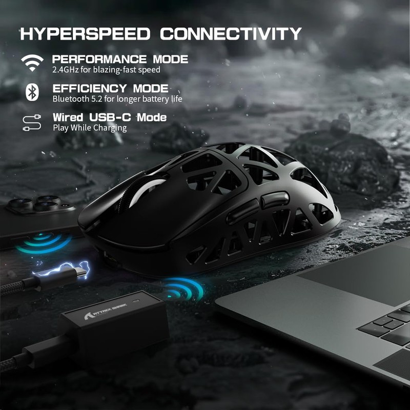 ATTACK SHARK R2 45g Superlight Magnesium Alloy Mouse, PixArt PAW3950