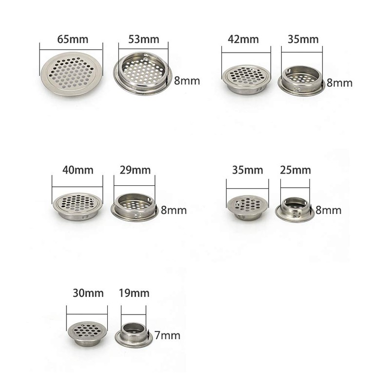 Flat Circular Air Vent Includes Stainless Steel Mesh Hole for