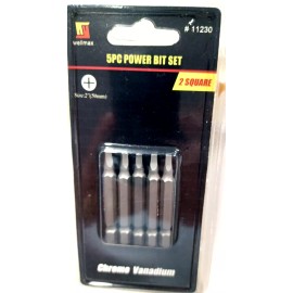 wellmax SQUARE SCREWDRIVER BITS 5 PC. SCREWDRIVER BITS #2 X 2" 50MM INCH QUICK CHANGE