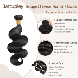 Schnell gewebtes Naturschwarz, 12A, Echthaar, 30,5 cm, 30,5 cm, Wellenbedingung, Körperwellen, 100% unbehandeltes brasilianisches Virgin-Echthaar, Extensions