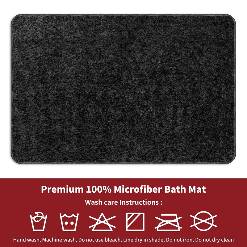 Vinsani Bath Mat Non Slip Bathroom Mat Thickened Fluffy Microfiber