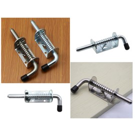 LBY 3pcs Metal Lock Barrel Bolt Spring Loaded Latch, 5.04'' Long with Grip, Heavy Duty, Galvanized Silver