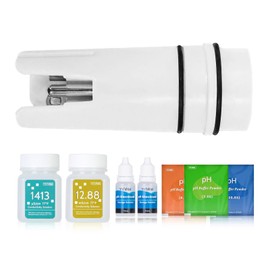 YINMIK Original Electrode for YK-T4 YK-T5, with EC Calibration solition 1413μS/cm &12.88mS/cm, 4.00,7.00,10.01 pH Calibration Buffer Powder, 2 * 10ml pH Probe Protection Liquids