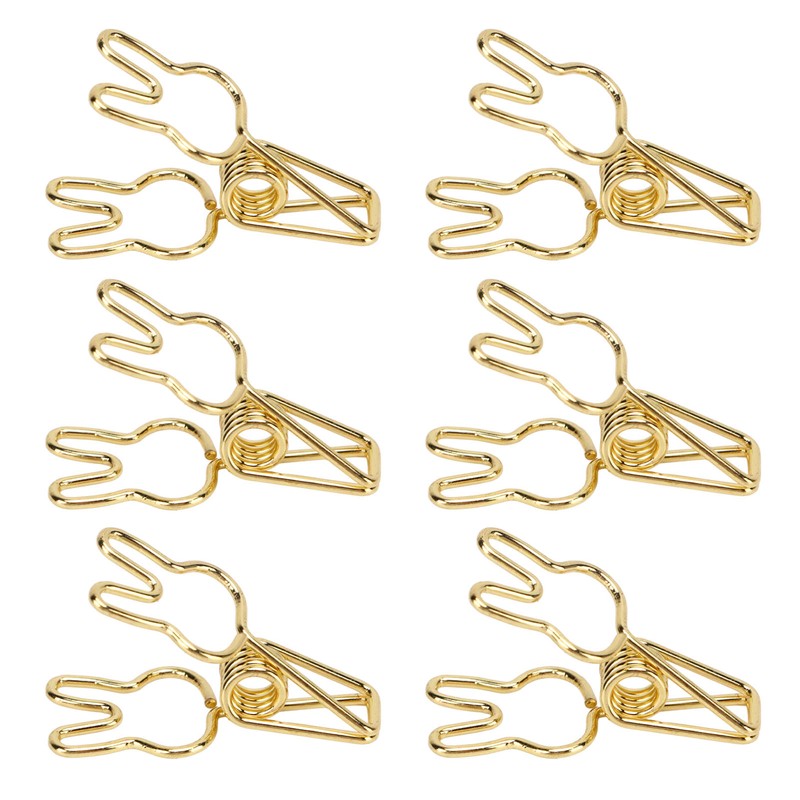 100pcs Binder Clips Cute Cartoon Rabbit Shape Metal Hollowed Long