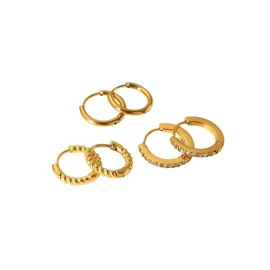 WEIMU 3 Pairs Earrings 18K Gold Hoop Earrings for Women Cute Fashion Hypoallergenic earrings Minimalist Jewelry Gift (Golden 1)