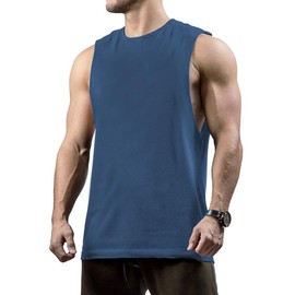 InleaderStyle Men's Workout Tank Tops Cotton Gym Muscle Sleeveless T-Shirts Bodybuilding Fitness Athletic Tank Tops - NVBU-XXL