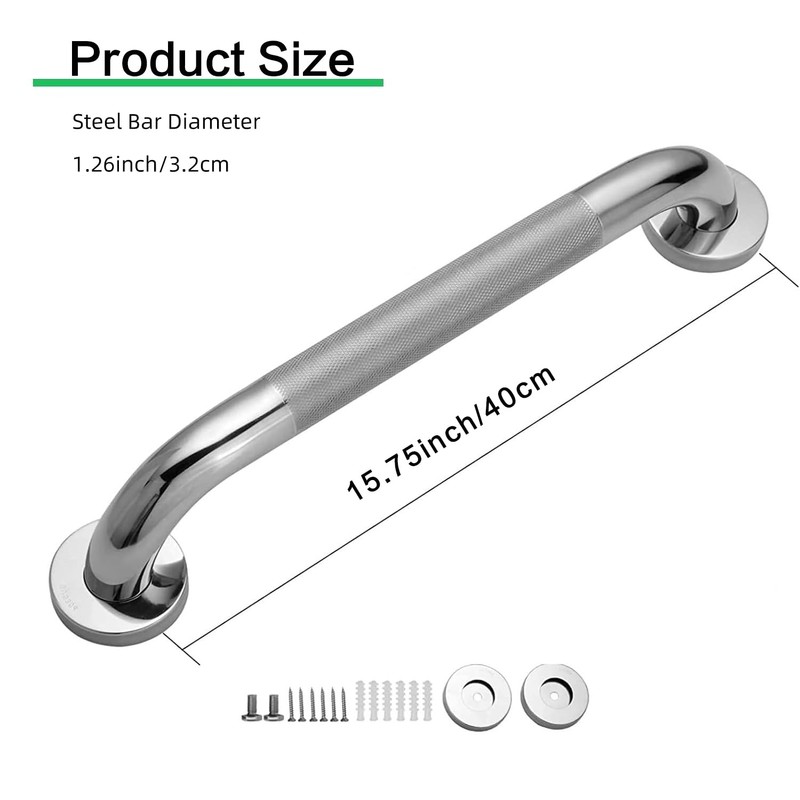 Bathroom Grab Bar, Stainless Steel 1" Diameter Anti-Slip Handicap Grab