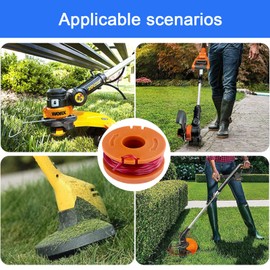Gentpovth Pack of 4 Replacement Grass Trimmer Spool Works with Worx Grass Trimmer, Trimmer Spool 3.05 m Length Diameter 1.65 mm, Nylon Grass Trimmer Replacement Thread Spool, Spool Compatible with