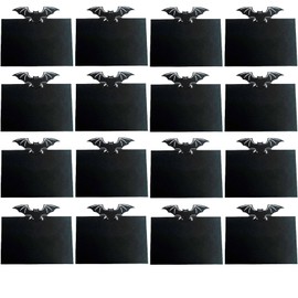 Halloween Bat Place Cards - Black Table Tent Cards & Seating Labels, 25pcs