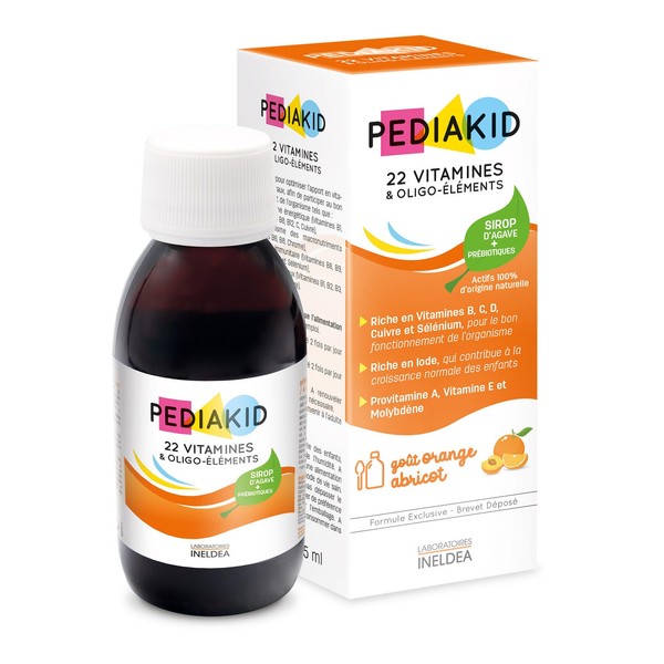 PEDIAKID - Pediakid Natural Dietary Supplement 22 Vitamins and Trace Elements - Exclusive Agave Syrup Formula - Optimizes Intake of Vitamins and Minerals (125 ml)