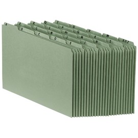 Pendaflex File Organizers, Sturdy Alphabetic File Guides, Letter Size, A-Z Preprinted Headings, Plain Tabs, 25-Point Green Pressboard, 65% Recycled Fiber, 25 Guides/Box