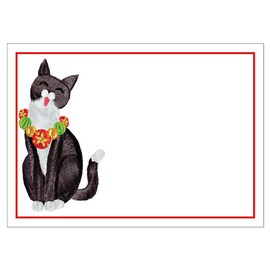 Caspari Caroling Cat Self-Adhesive Labels - 36 Count