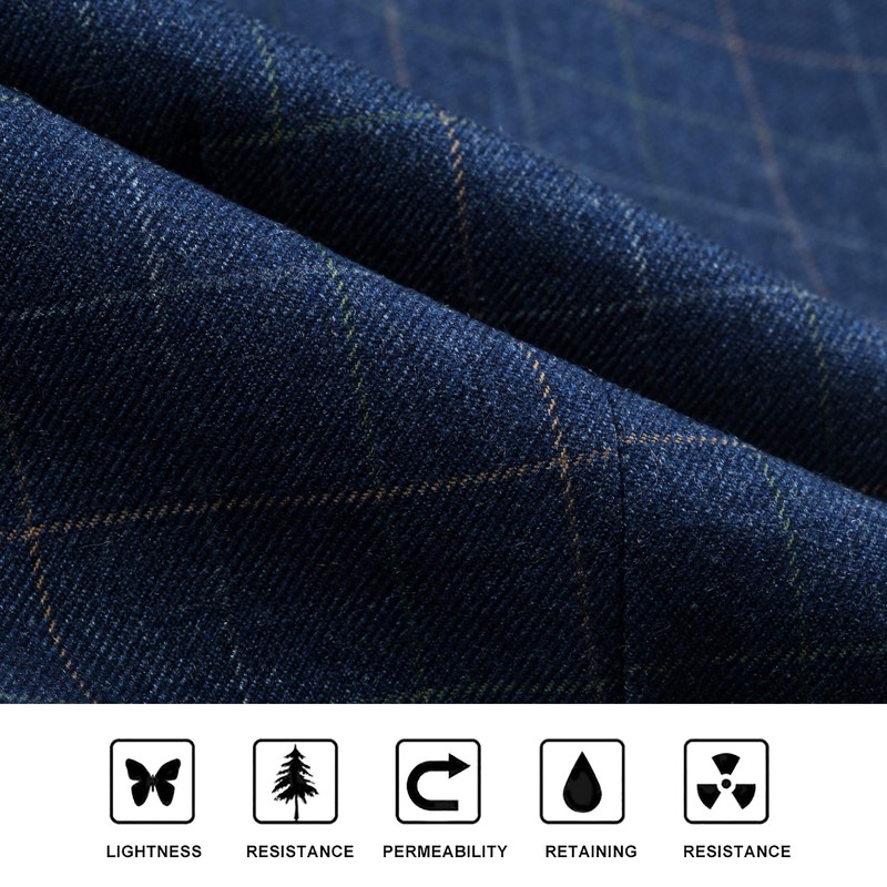 Hisdern Men’s Formal Plaid Wedding Reception Suit Waistcoat in Cotton,
