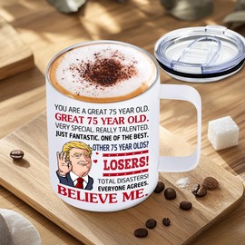 NAHOTICQ 75th Birthday Gifts - 1950 Birthday Gift - 75th Mug - 75th Birthday Decorations For Men Women - 75 Year Old Birthday - Birthday Gifts For Grandma Grandpa Mom Dad - Tumbler 12OZ