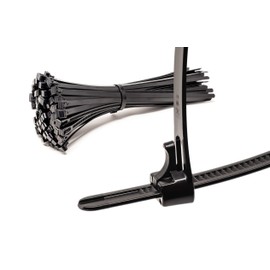 100 Pieces Releasable Cable Ties Black 300mm x 7.6mm CE Premium UL Nylon Strong Cable Ties Resealable Perfect for PC Cable Ties Bicycle Collar Heavy Duty Removable